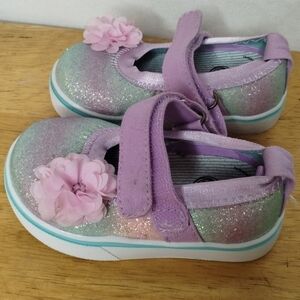 Wonder Nation size 4 girls kids shoes flower glitter